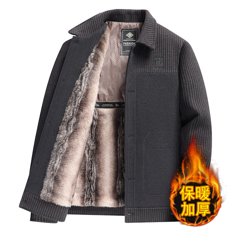 2026冬季新款雪尼尔加绒加厚男士棉衣男外套中年爸爸装翻领棉服男