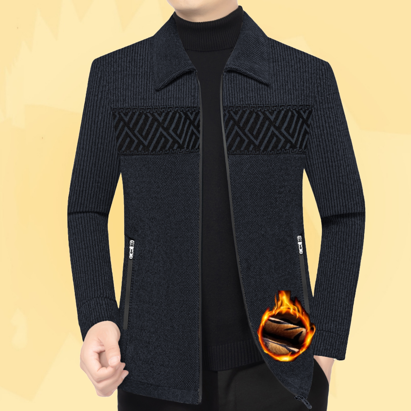 品牌上衣专注男装加厚雪呢尔加绒爸爸男士秋新款中年外套夹克冬季