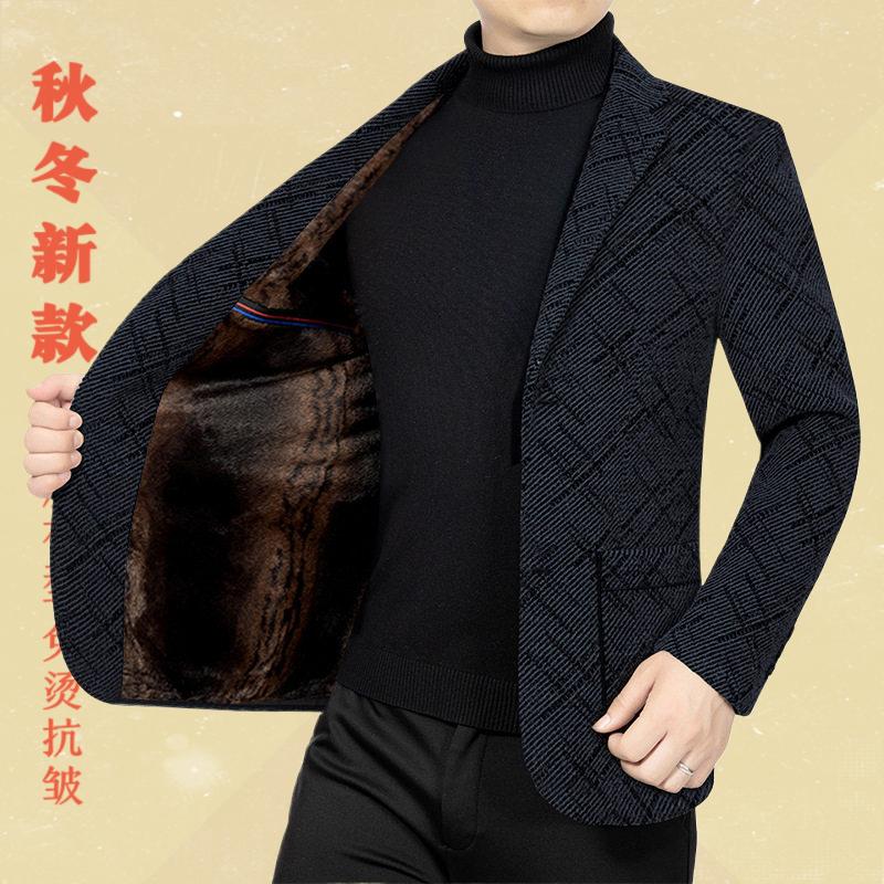 2025秋冬季中年西装男薄款爸爸装休闲单件上衣服免烫男士西服外套