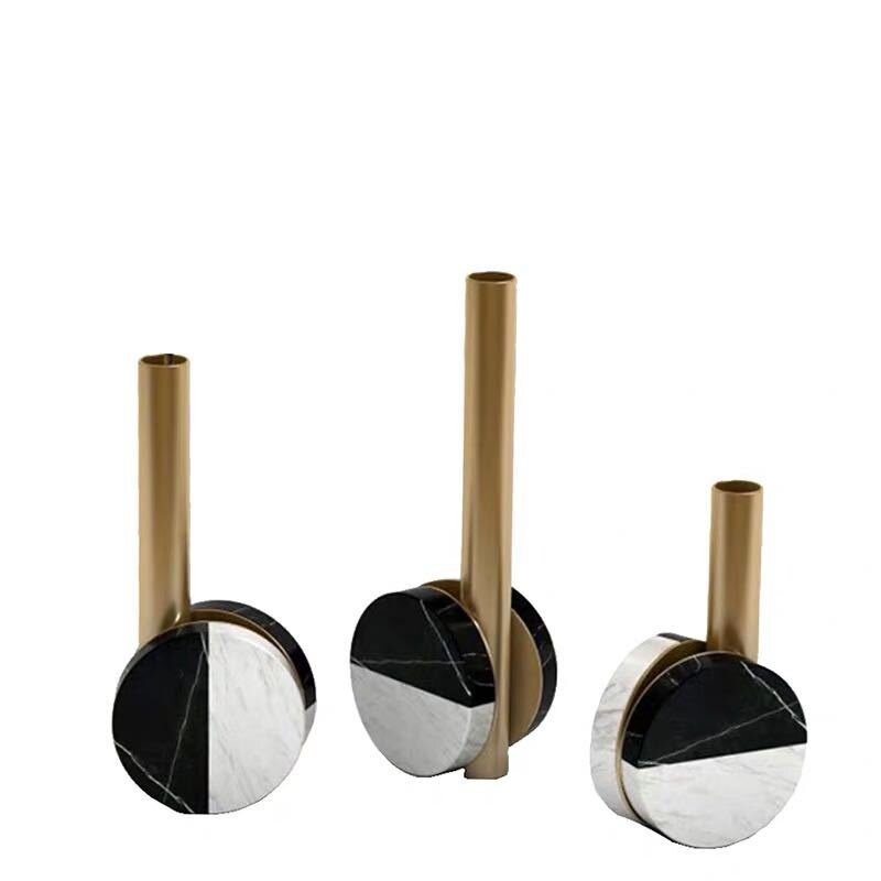 软装饰品花器摆件大理石五金装饰品样板间客厅电视柜格子桌面摆设