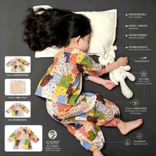 儿童棉绸睡衣套装夏季新款男童女童小孩薄款空调家居服人造棉裤子