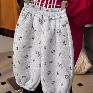 女童加绒裤子2026新款冬季儿童加厚绒一条过冬女孩卫裤宝宝束脚裤