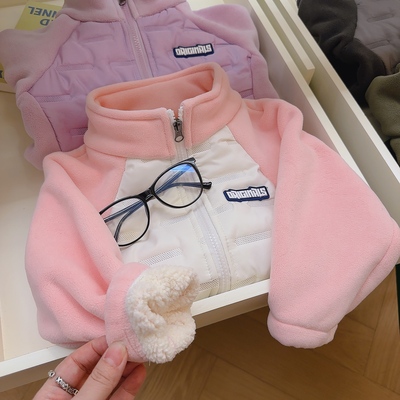 儿童外套2025新款冬装加绒男童女童保暖女孩棉服加厚校服神器上衣