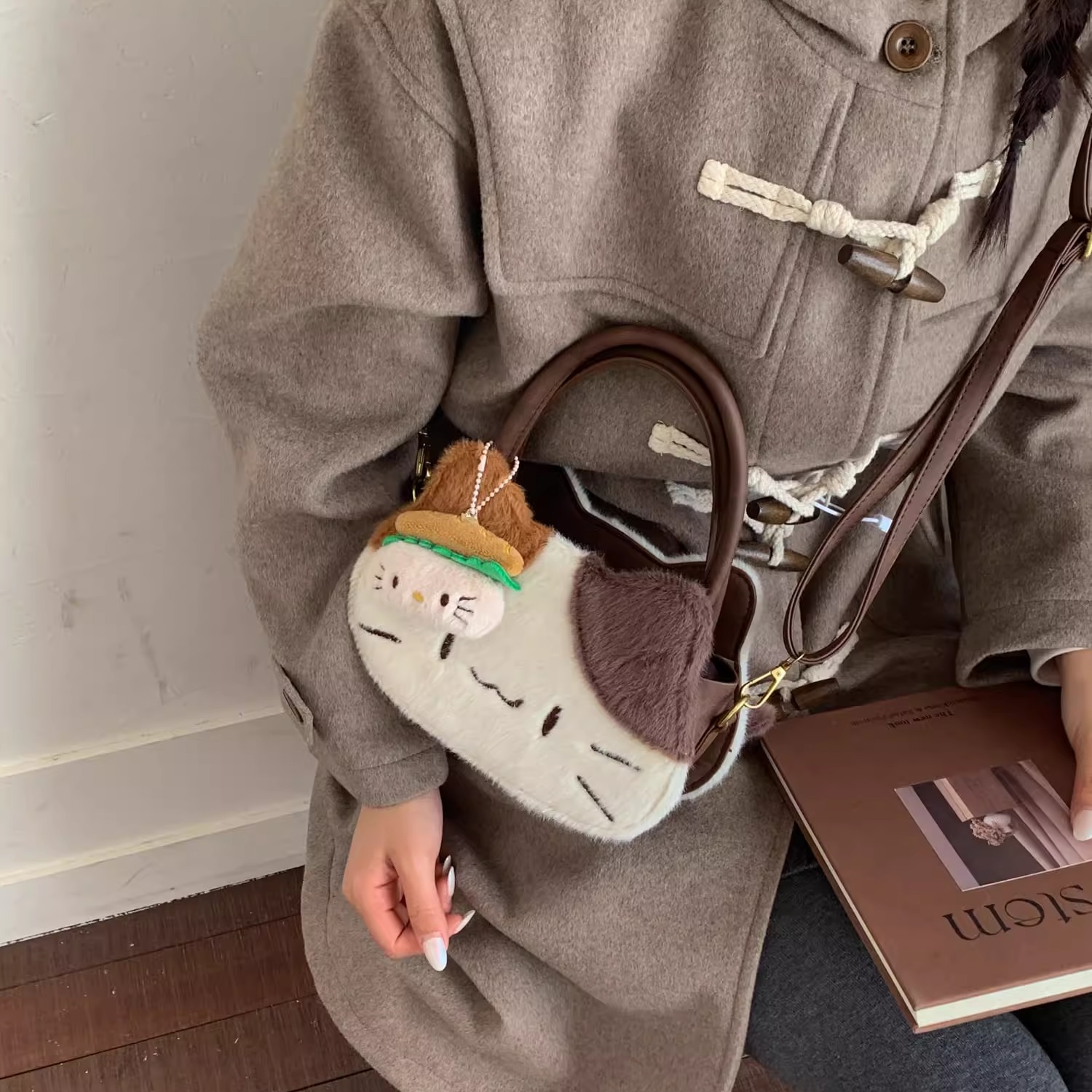 毛茸茸卡通手提包女小众设计感
