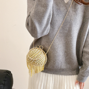 走秀款闪亮手提包包满钻礼服包包新款女圆球小拎包名媛风晚宴会包