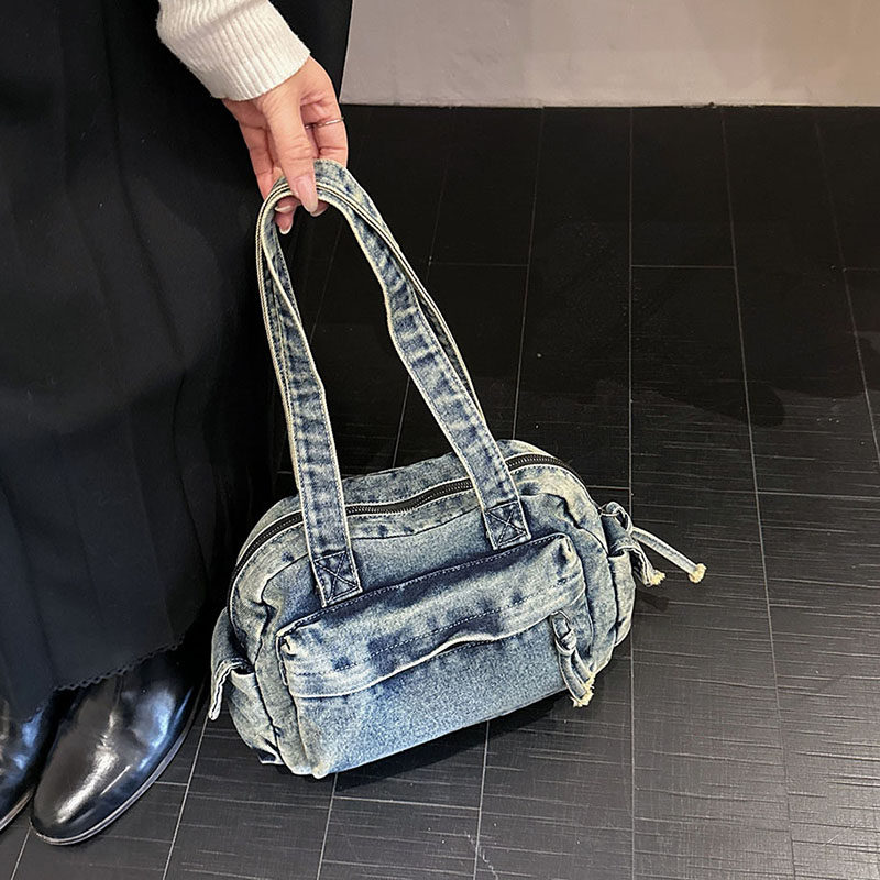 小众做旧复古牛仔腋下包女大容量多口袋机车风高级感单肩包春新款,箱包皮具/热销女包/男包,腋下包,淘宝优惠券,粉丝福利购,淘宝优惠卷