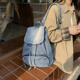 日系复古牛仔双肩包女式 大容量抽绳背包大学生书包休闲外出旅游包