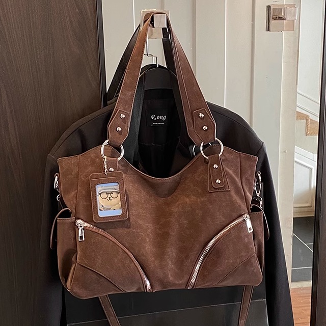 小众复古辣妹单肩手提斜挎托特包