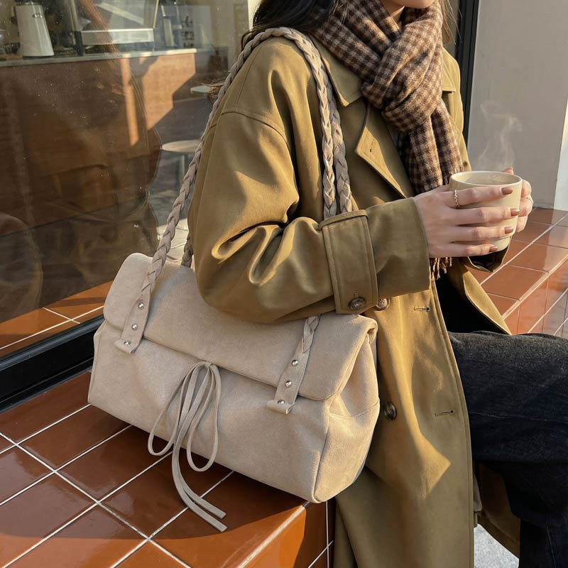 美拉德复古包包女式2025新款通勤大容量磨砂编织单肩腋下包托特包,箱包皮具/热销女包/男包,托特包,淘宝优惠券,粉丝福利购,淘宝优惠卷