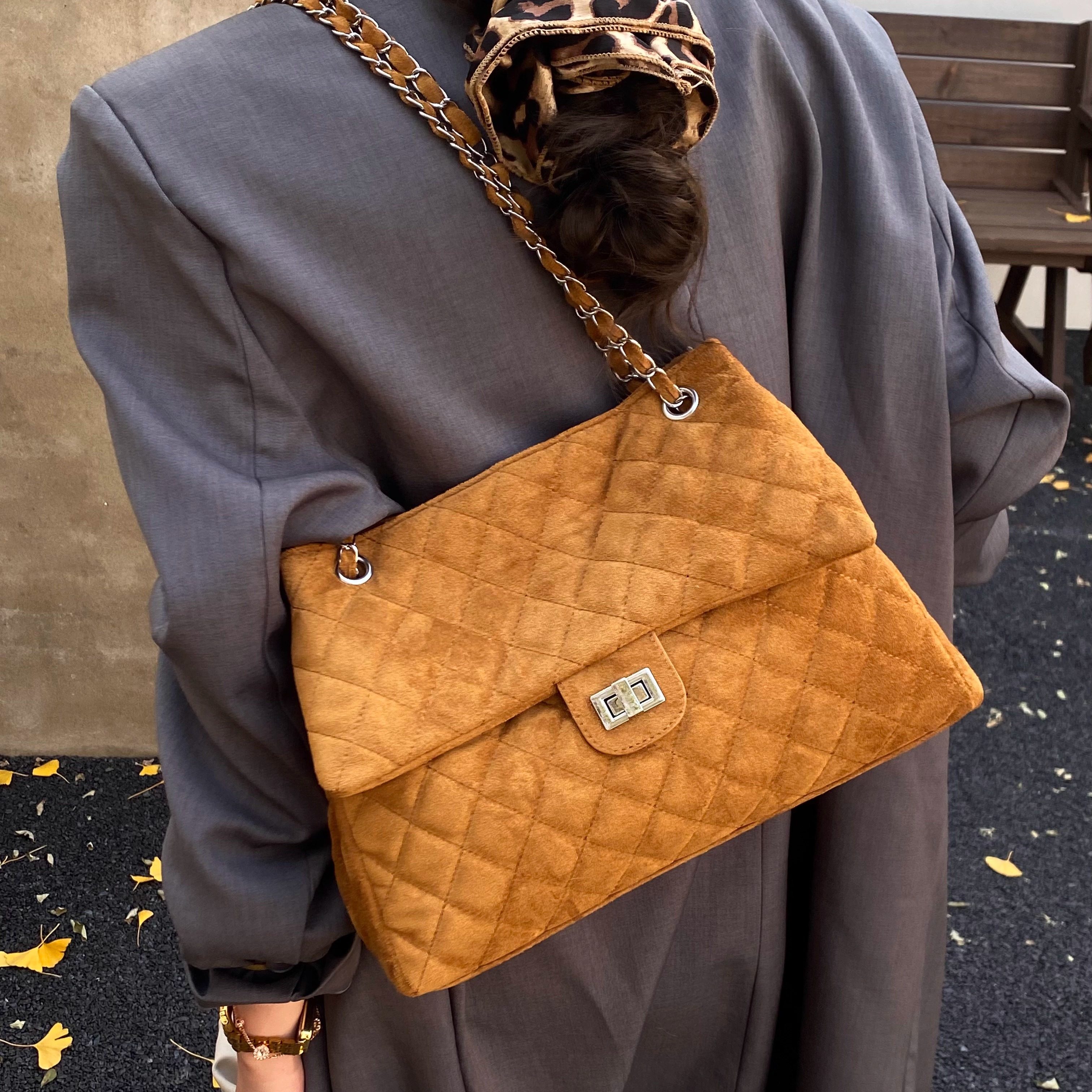 菱格链条托特包女百搭翻盖大容量单肩斜挎包学生上课上班通勤女包,箱包皮具/热销女包/男包,托特包,淘宝优惠券,粉丝福利购,淘宝优惠卷