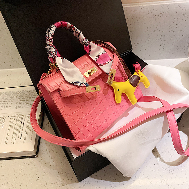 鳄鱼纹二代凯莉包mini包2022新款潮时尚女包斜挎单肩手提迷你小包