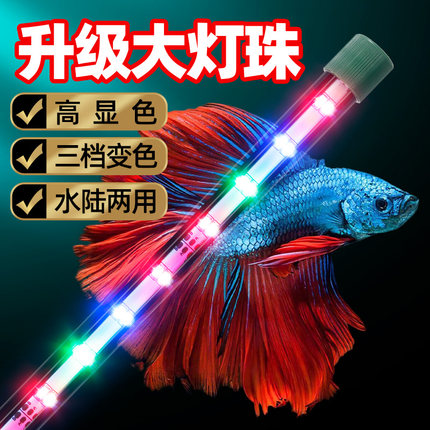 金鱼鹦鹉锦鲤红鱼增艳灯潜水水族箱照明灯赏鱼灯led防水三档变色
