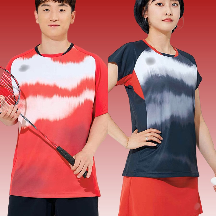 2025新款韩版球服情侣短袖YY速干羽毛球服套装透气比赛服男女同款