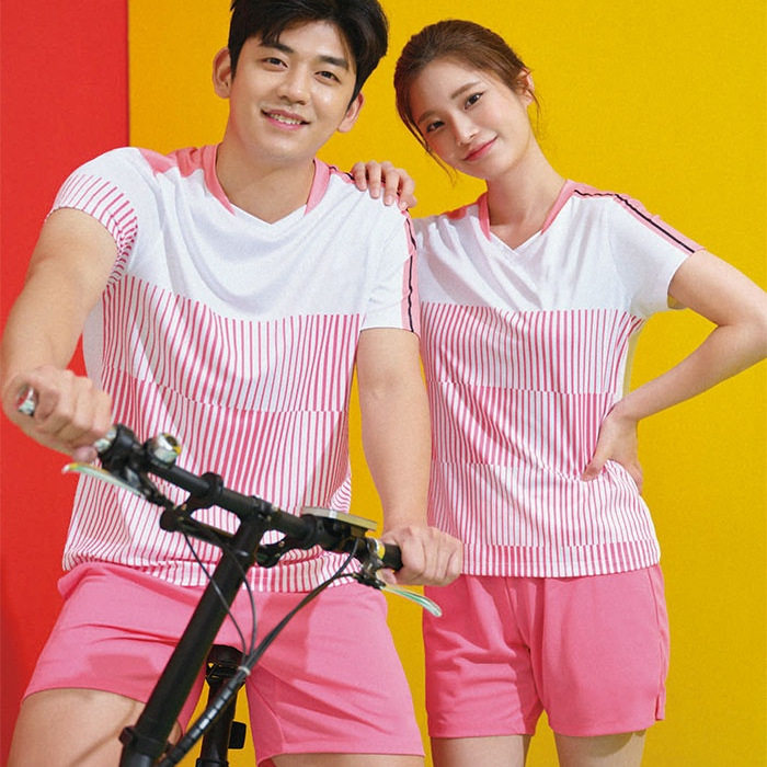 2025新款韩版羽毛球服YY男女运动套装速干透气上衣女短袖队服定制