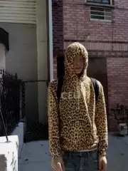 (Rare) Opium Celi Leopard Print Street Style Youthful Fit Hooded Sweatshirt Unisex