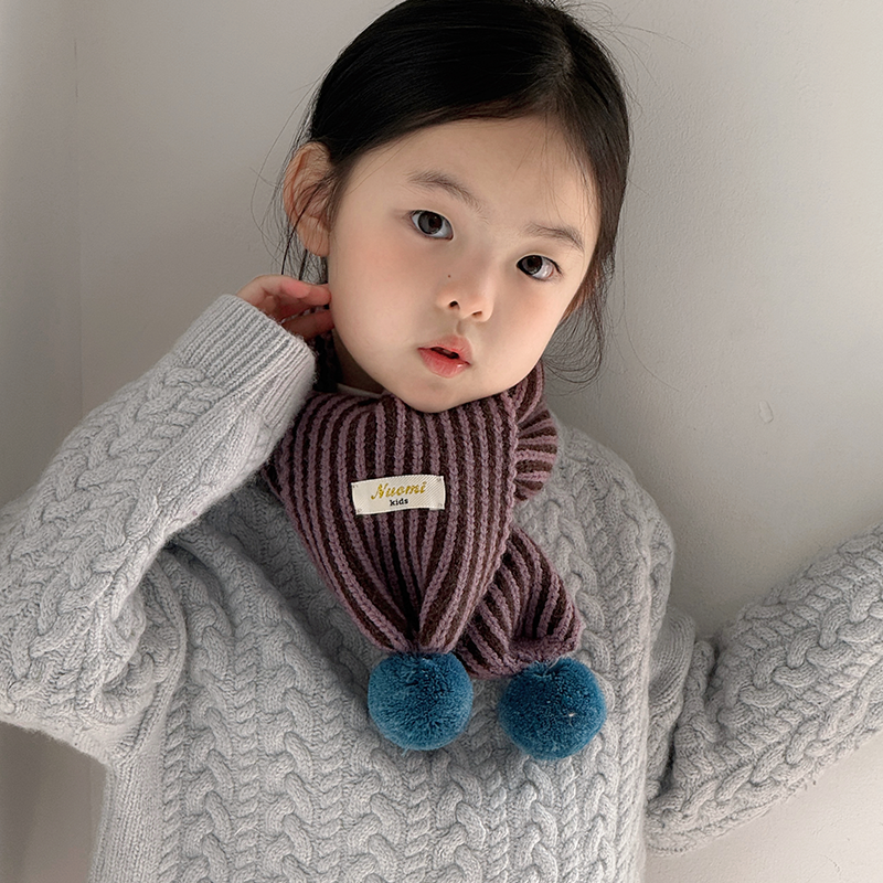 儿童2-8岁针织防寒保暖球球围脖