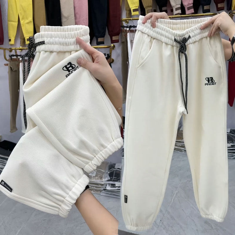2026春季新款运动休闲裤女高腰宽松显瘦哈伦裤束脚百搭刺绣卫裤潮,女装/女士精品,休闲裤,淘宝优惠券,粉丝福利购,淘宝优惠卷