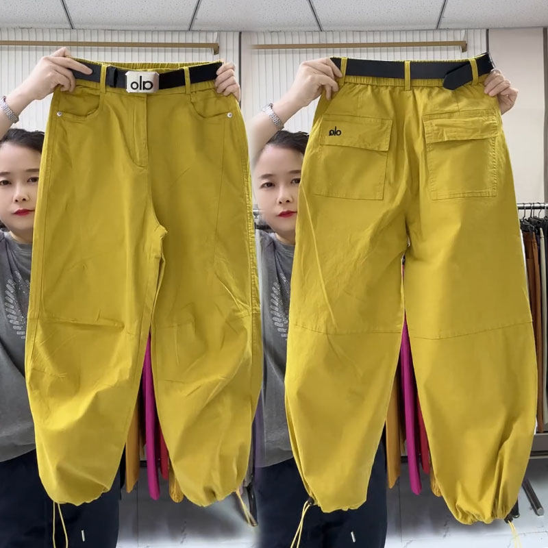 2025夏季新款九分弯刀裤女束脚休闲裤薄款工装裤宽松显瘦灯笼裤潮