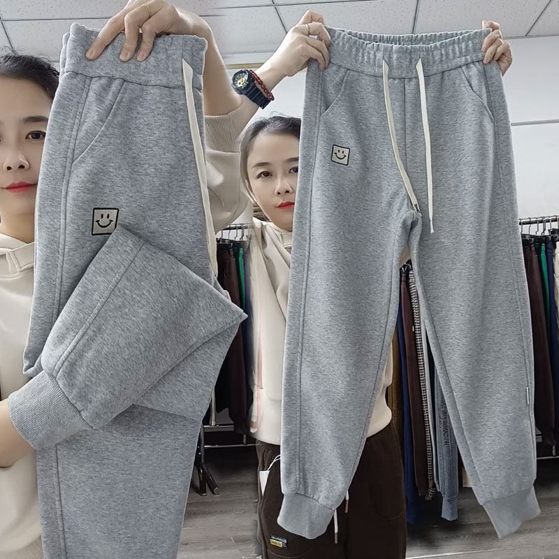 2026春季新款灰色休闲裤女宽松显瘦卫裤高腰束脚哈伦裤百搭运动裤