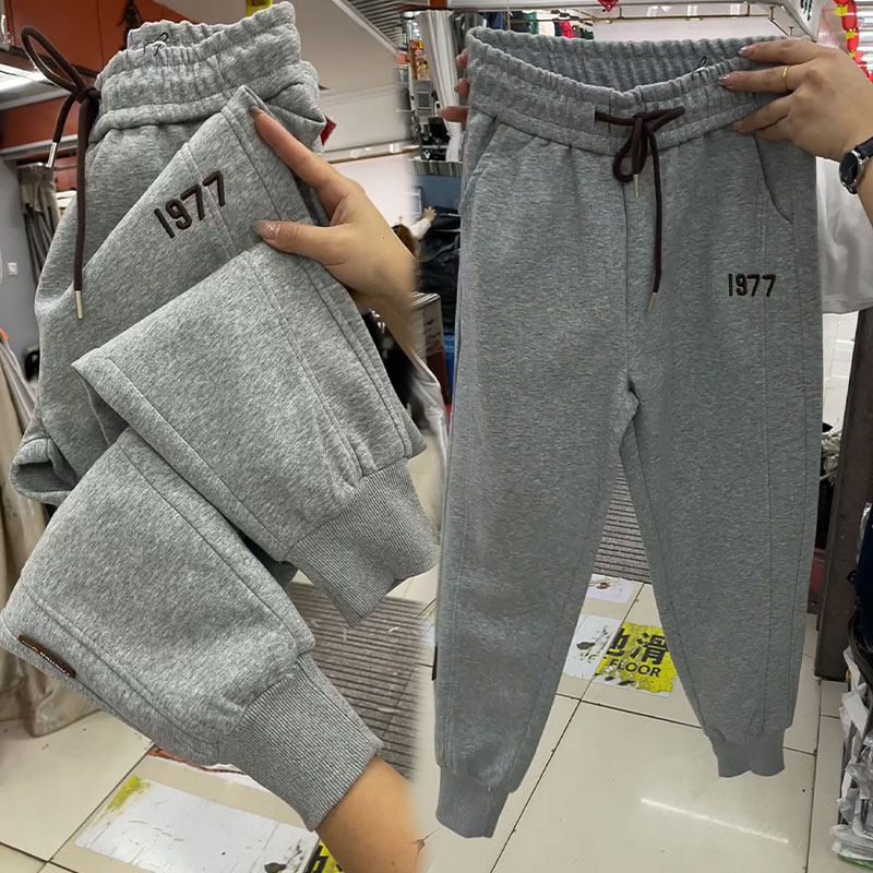 欧货2025秋冬新款加绒显瘦休闲裤女高腰束脚哈伦裤百搭运动裤卫裤