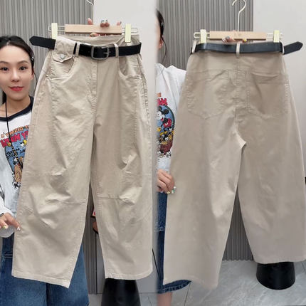 欧货水洗棉九分气球裤女夏季新款宽松显瘦休闲裤洋气百搭哈伦裤潮