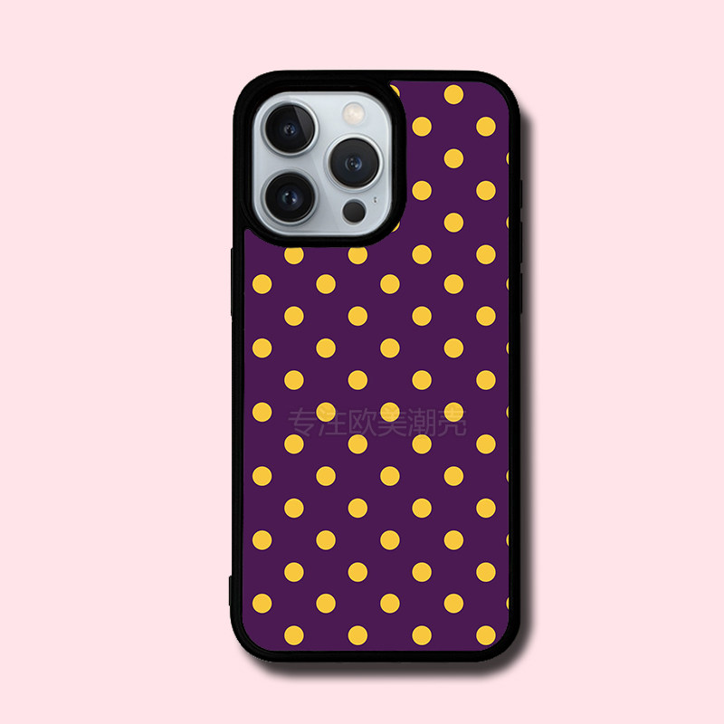 苹果iPhone17pro手机壳小清新16/15promax简约时尚高级感14/13黄紫色波点保护壳硅胶防滑软边欧美风