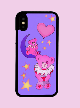 小众ins紫色小熊星空适用苹果12pro/678p/xr/11/13手机壳xsmax【2476】