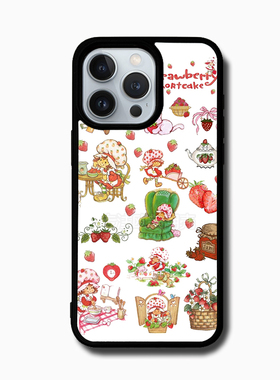 少女心16pro超火草莓女孩休闲时刻15plus防摔手机壳13promaax背板金属细闪铝片12潮78p/xs/11/xsmax/14