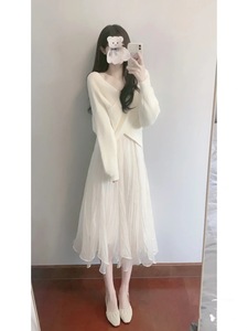 秋冬季两件套装裙子女神秋新款轻熟减龄Women sweater dress set