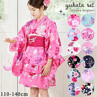 纯棉面料上衣加裙子日系童装 日本儿童和服浴衣女 传统款 式 拍摄服