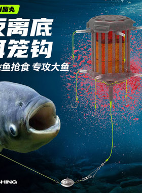 胜丸反离底饵笼钩钓组反底钓套装鲢鳙翻板钩海竿抛竿方块饵草鱼