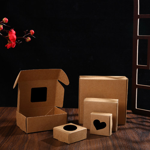 现货牛皮纸盒复古手工皂包装盒小饰品纸盒精油盒飞机纸盒diy定制