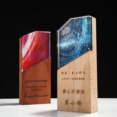 实木奖杯奖牌制作 木质水晶奖杯定制 爱心天使奖杯企业员工功勋奖
