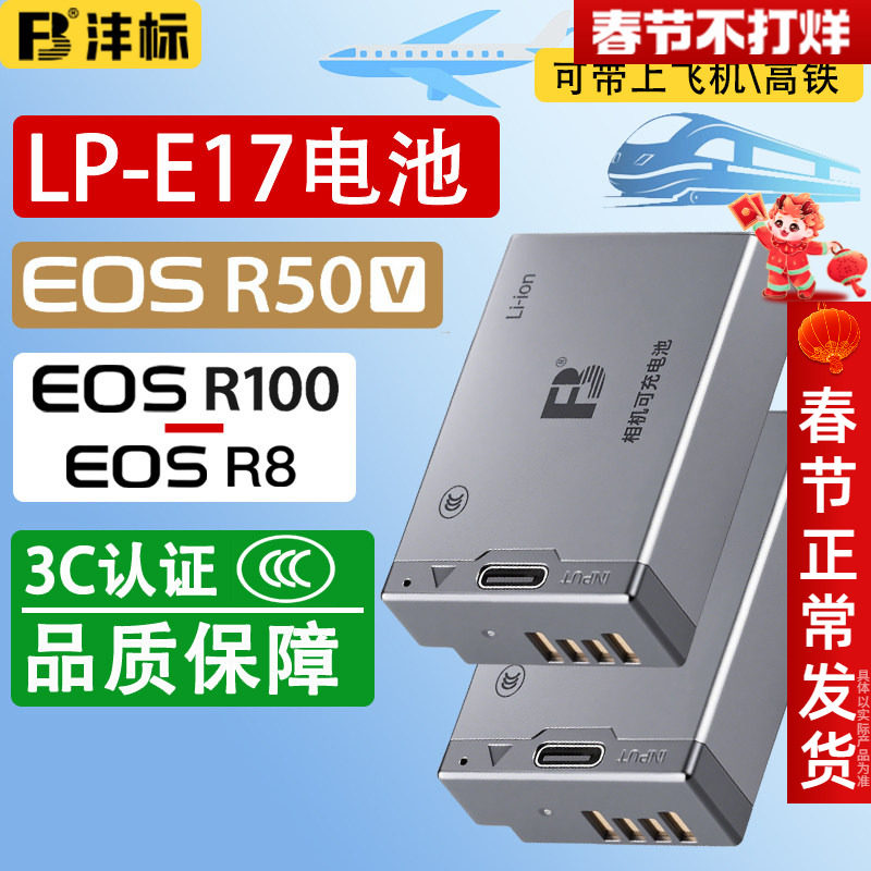 沣标EOS R100高容量R50 V1适用佳能R8 R10电池LP-E17微单RP M3 M5 M6II相机760D 750D 800D二代77D充电器200D