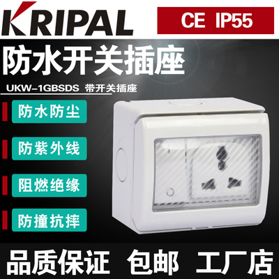 UKW-1GSDS户外防水插座浴室防潮明装防漏电开关卫生间室外防雨15A