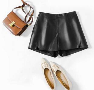 真皮绵羊皮裙裤女 高腰显瘦a字短裤2025秋冬新款时髦短裤