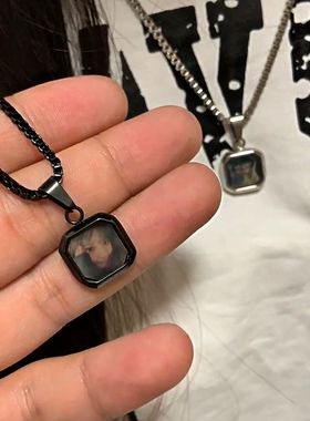 抖音小红同款不锈钢项链照片变色项链定制图片加热变色圣诞节礼物