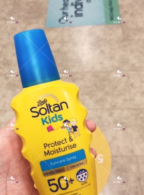 包邮Boots 英国 Soltan 儿童防过敏保湿防水防晒喷雾 SPF 50+(200