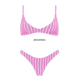 泳衣女款 分体高级感显瘦海岛度假游性感深V粉色比基尼 2025年新款