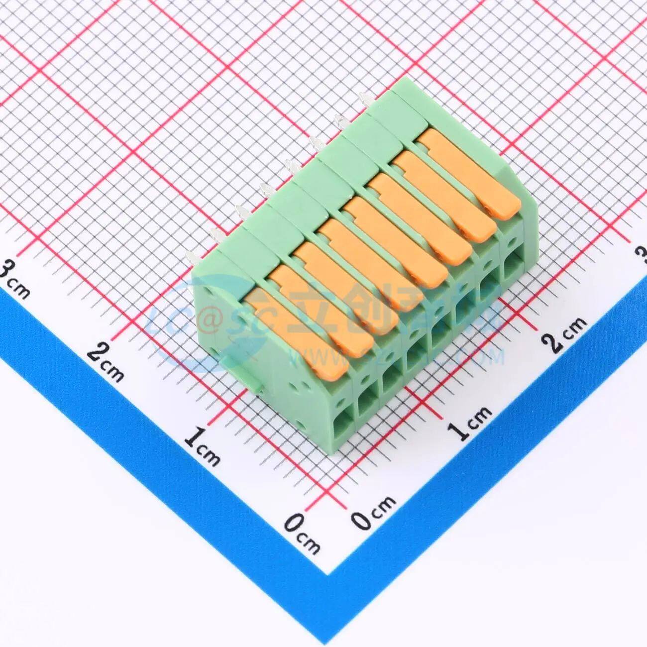弹簧式接线端子 KF208V-2.54-8P 插件,P=2.54mm 1x8P电子元件BOM