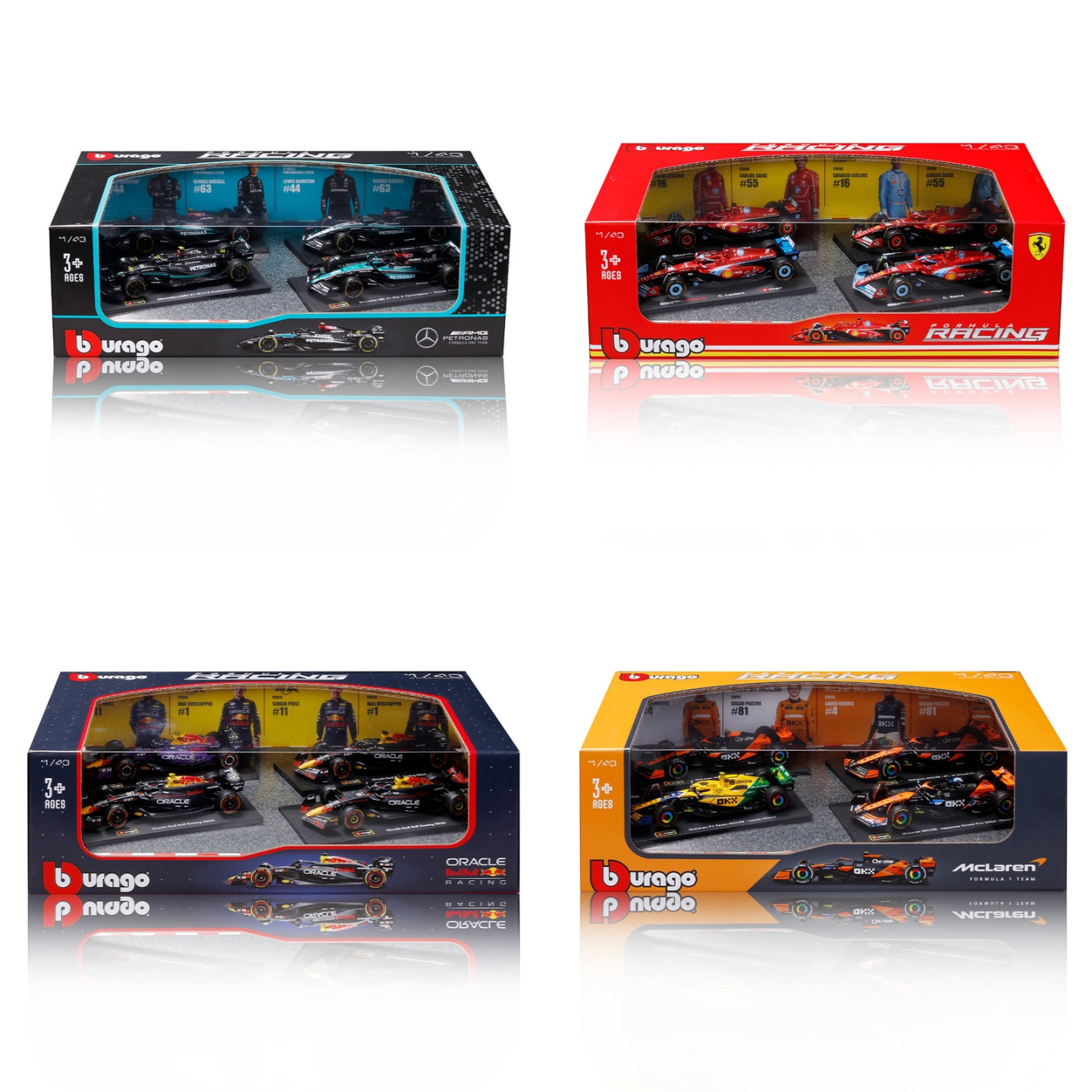 山姆代购比美高1∶43F1模型车4只装复刻真车锌合金车身静电喷漆