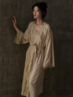 同语睡袍女春夏季冰丝长袖家居服睡裙晨袍浴袍薄新款睡衣女士套装