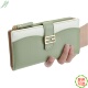 2026女士钱包长款 时尚 拉链搭扣清新绿色大容量多卡位手拿零皮夹子