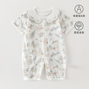 a类纯棉宝宝衣服夏天短袖 全棉爬服外出哈衣服 薄款 婴儿连体衣夏季