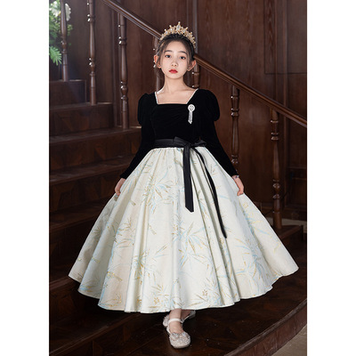 学生生日舞蹈礼服女童连衣裙秋冬