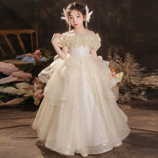 中大童胖妹妹MM礼服女童连衣裙秋冬新款洋气公主裙舞蹈模特演出服