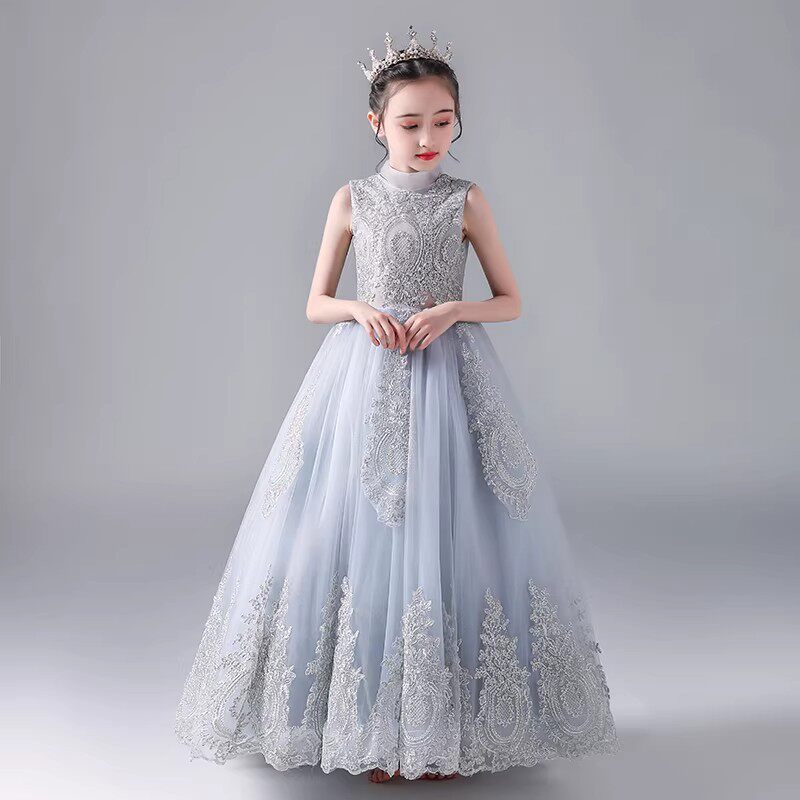 胖妹妹大码礼服女童连衣裙儿童中大童公主裙走秀主持人钢琴演出服