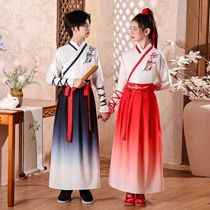汉服儿童古装国学服中国风中小学生书童三字经演出服男女童武侠风