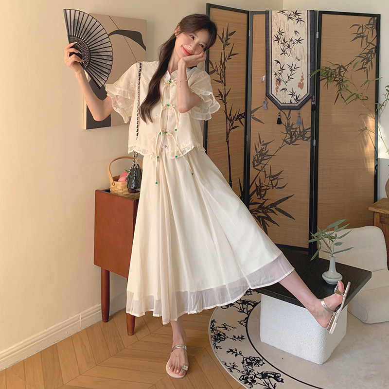 永不断货新中式雪纺两件套套装2C525-Q276-P145-K208，女装套装/套裙，柒柒家