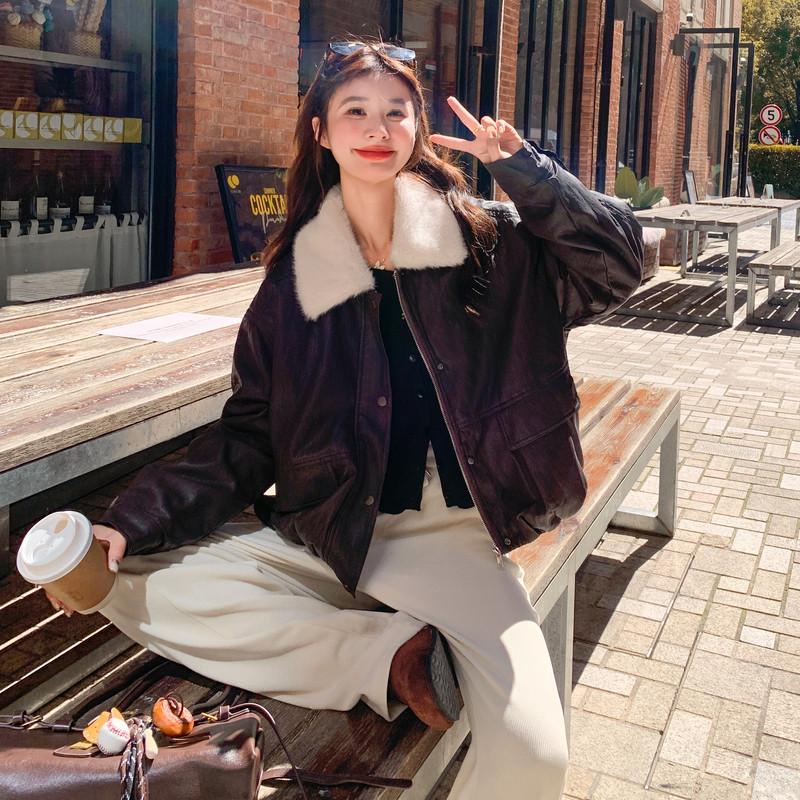 新款图大货皮衣兔绒内胆派克服棉服275-W723-P235-K338,女装派克服,柒柒家